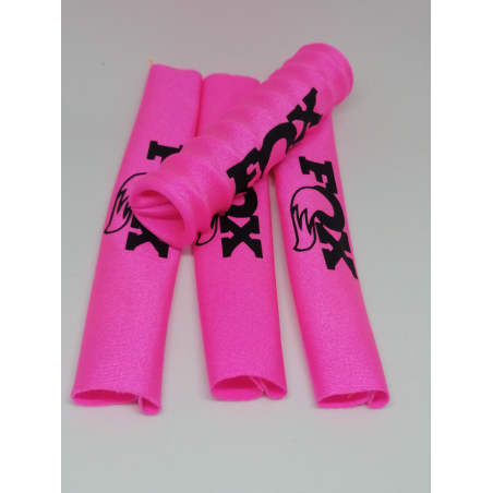 FUNDAS 1/8 PROTECCION AMORTIGUADORES LICRA ROSA FLUOR  DISEÑO NEGRO - Imagen 3