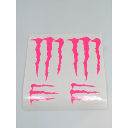 COMPRAR PEGATINA  MONSTER GARRA ROSA FLUOR ,VINILO DE CORTE, 2 GRANDES  2 PEQUEÑAS - Imagen 1