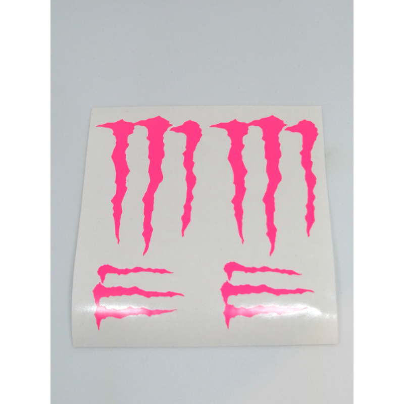 COMPRAR PEGATINA  MONSTER GARRA ROSA FLUOR ,VINILO DE CORTE, 2 GRANDES  2 PEQUEÑAS - Imagen 1