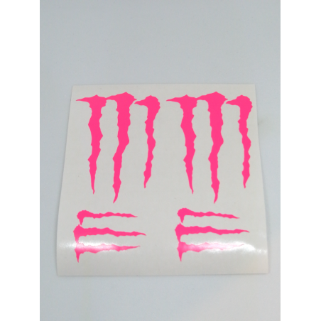 COMPRAR PEGATINA  MONSTER GARRA ROSA FLUOR ,VINILO DE CORTE, 2 GRANDES  2 PEQUEÑAS - Imagen 1