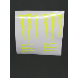 COMPRAR PEGATINA  MONSTER GARRA AMARILLO FLUOR ,VINILO DE CORTE, 2 GRANDES  2 PEQUEÑAS - Imagen 1