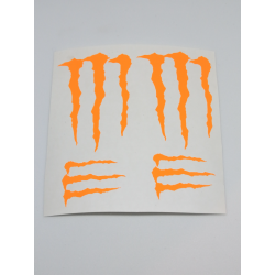 COMPRAR PEGATINA  MONSTER GARRA NARANJA FLUOR ,VINILO DE CORTE, 2 GRANDES  2 PEQUEÑAS - Imagen 1