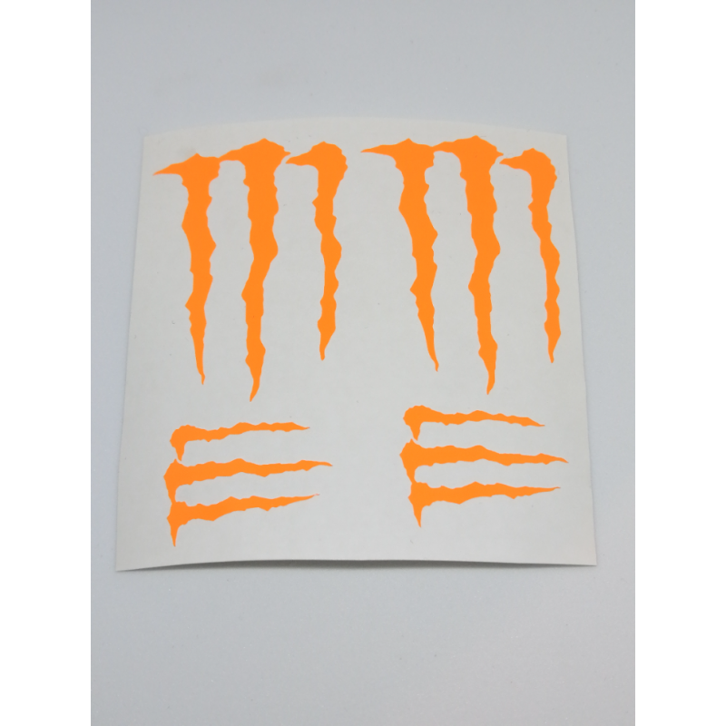 COMPRAR PEGATINA  MONSTER GARRA NARANJA FLUOR ,VINILO DE CORTE, 2 GRANDES  2 PEQUEÑAS - Imagen 1