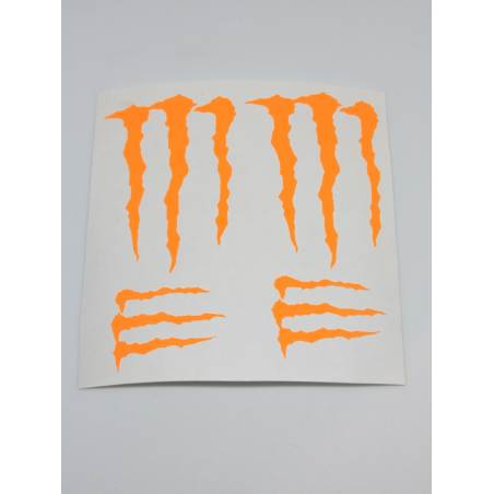 COMPRAR PEGATINA  MONSTER GARRA NARANJA FLUOR ,VINILO DE CORTE, 2 GRANDES  2 PEQUEÑAS - Imagen 1