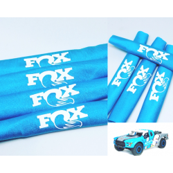 FUNDAS 1/10 PROTECCION AMORTIGUADORES RC 1/10 FOX LICRA AZUL FLUOR LOGO BLANCO rcprogranada.com - Imagen 1