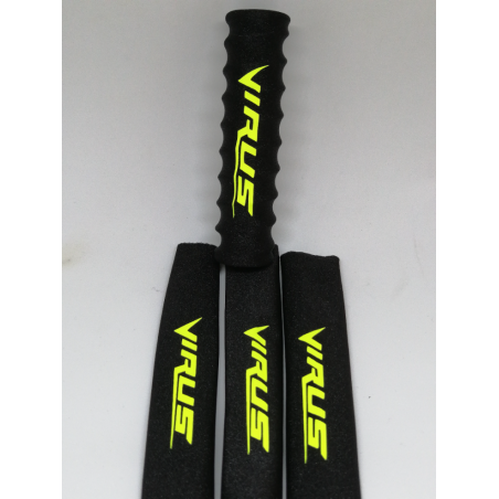 FUNDAS 1/8 PARA AMORTIGUADORES DISEÑO PARA CARSON VIRUS, FUNDA NEGRA LOGO AMARILLO FLUOR - Imagen 3