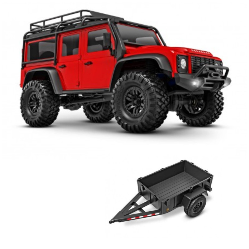PACK TRAXXAS LAND ROVER DEFENDER 1/18 TRX-4M 4WD ELECTRICO, ROJO+REMOLQUE/ENGANCHE TRX9795 - Imagen 11