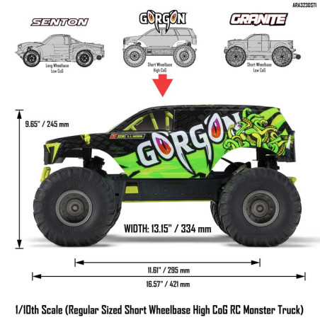 ARRMA 1/10 GORGON 2WD MEGA 550 MONSTER TRUCK AMARILLO RTR INCLUYE BATERIA Y CARGADOR - Imagen 26