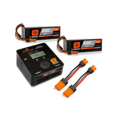 SPMXPS8HCICOMBO SPEKTRUM SMART LIPO 5000MAH 100C 14.8V 4S X 2 CAJA DURA IC5 - Imagen 1