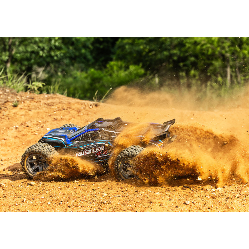 TRAXXAS RUSTLER 4X4 BL-2S BRUSHLESS: CAMIÓN ESTADIO 4WD TQ 2.4GHZ ESCALA 1/10 AZULINCLUYE CARGADOR USB-C NIMH/LIPO ID N.° 2985 ( - Imagen 10