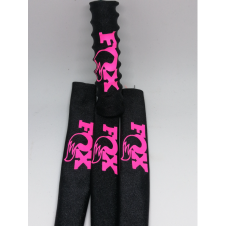 FUNDAS 1/10 PROTECCION AMORTIGUADORES RC LICRA NEGRA DISEÑO ROSA FLUOR - Imagen 3