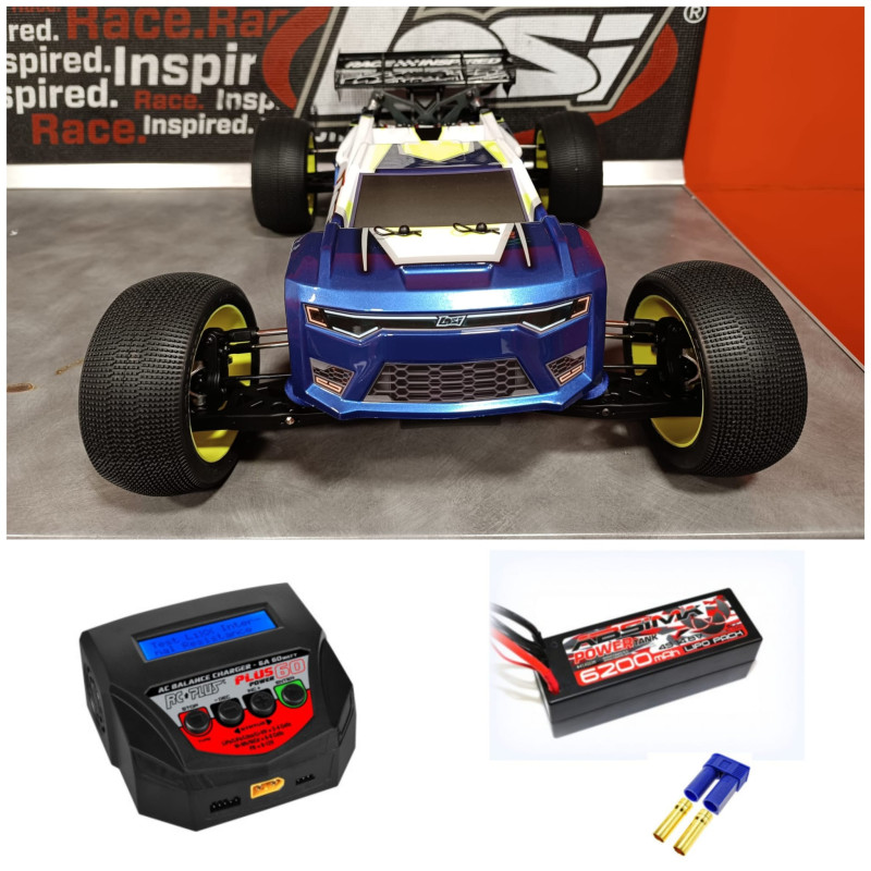 PACK LOSI 1/8 8IGHT-XTE 4WD TRUGGY DE CARRERAS BRUSHLESS CON SENSOR RTR+BATERIA Y CARGADOR RCPLUS(PINTADO+PROTECCIONES LOSI) - Imagen 1