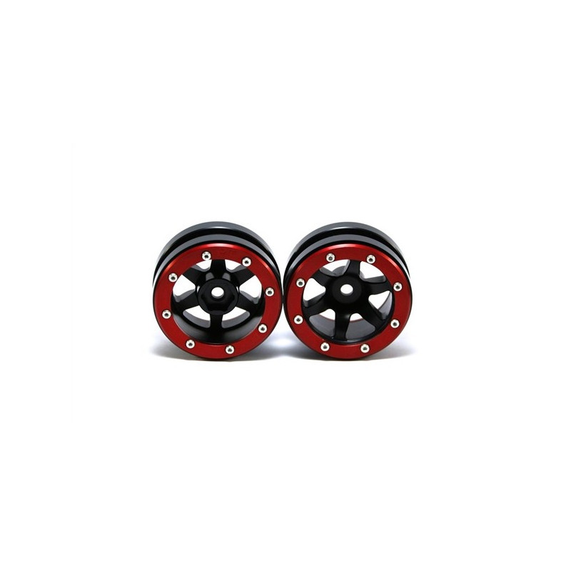 METSAFIL Beadlock Wheels PT- Wave Black/Red 1.9 (2 pcs) - Imagen 2