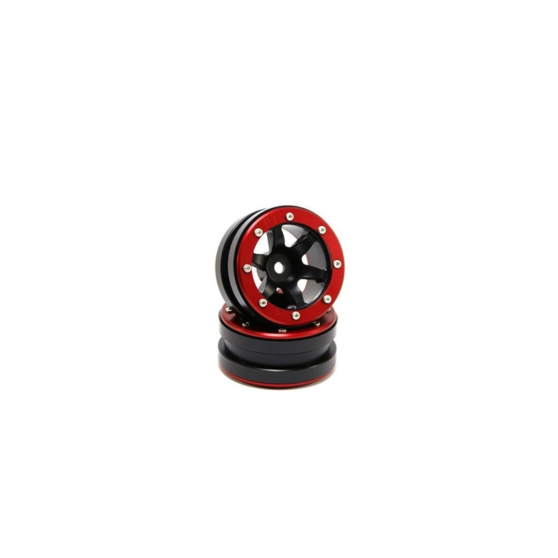 Beadlock Wheels PT- Wave Black/Red 1.9 (2 pcs) - Imagen 1