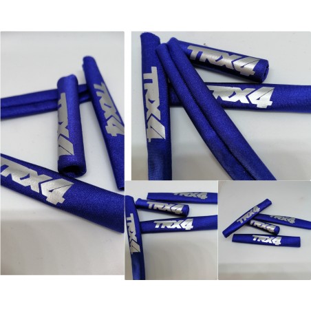 FUNDAS PROTECTORAS PARA AMORTIGUADORES TRX4 1/10 LICRA REFORZADA COLOR AZUL  CON LETRAS PLATA RCPROGRANADA.COM - Imagen 1