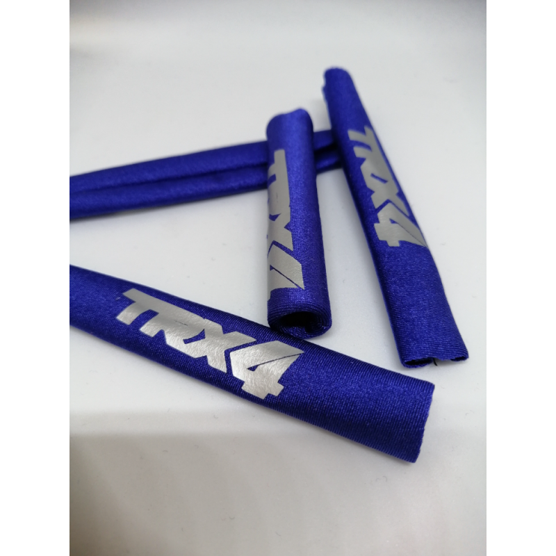FUNDAS PROTECTORAS PARA AMORTIGUADORES TRX4 1/10 LICRA REFORZADA COLOR AZUL  CON LETRAS PLATA RCPROGRANADA.COM - Imagen 2