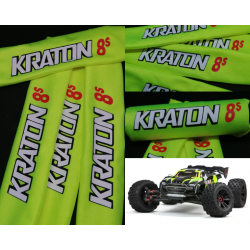 FUNDAS PROTECCION AMORTIGUADORES KRATON 8S 1/5 AMARILLO FLUOR CON LOGO - Imagen 1