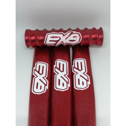 FUNDAS 1/8 PROTECCION AMORTIGUADORES ROJO METAL LOGO EXB BLANCO rcprogranada.com - Imagen 1