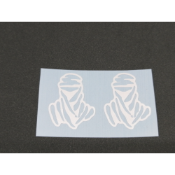 PEGATINA DAKAR FIGURA MINIATURA 2X3CM VINILO TROQUELADO COLOR BLANCO(2UNI) - Imagen 1