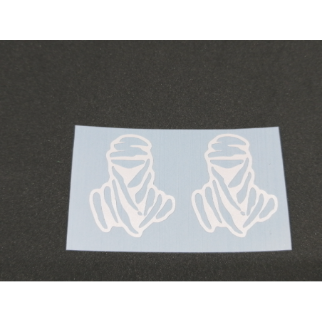 PEGATINA DAKAR FIGURA MINIATURA 2X3CM VINILO TROQUELADO COLOR BLANCO(2UNI) - Imagen 1