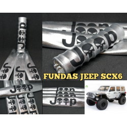 FUNDAS 1/6 AMORTIGUADORES COLOR PLATA LOGO JEEP EN NEGRO rcprogranada.com - Imagen 1