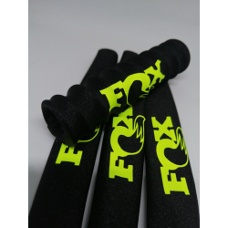 FUNDAS 1/10 PROTECCION AMORTIGUADORES RC 1/10 FOX LICRA NEGRA LOGO AMARILLO FLUOR rcprogranada.com - Imagen 1