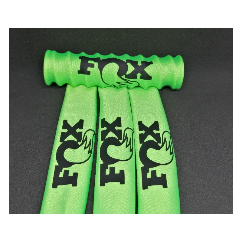 FUNDAS 1/10  PROTECCION AMORTIGUADORES RC 1/10 FOX LICRA VERDE FLUOR LOGO NEGRO rcprogranada.com - Imagen 1